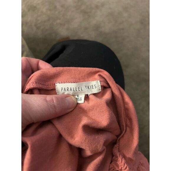 Women's parallel skies Pink V-Neck Ruffle Sleeve Blouse Size L Casual Spring Top - Picture 3 of 6